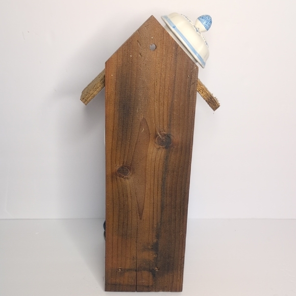 Rustic Wooden Handmade Bird Feeder Blue View - Picture 6 of 16